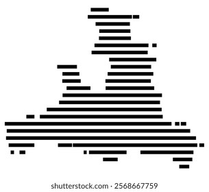 Symbol Map of the region Salzburg (Austria) showing the territory with just a few black horizontal lines