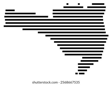 Symbol Map of the region Santa Catarina (Brazil) showing the territory with just a few black horizontal lines