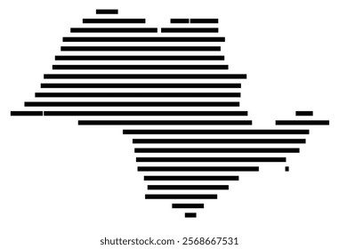 Symbol Map of the region Sao Paulo (Brazil) showing the territory with just a few black horizontal lines