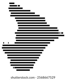 Symbol Map of the region Sergipe (Brazil) showing the territory with just a few black horizontal lines