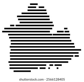 Symbol Map of the region Seville (Spain) showing the territory with just a few black horizontal lines