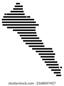 Symbol Map of the region Sinaloa (Mexico) showing the territory with just a few black horizontal lines