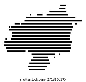 Mapa simbólico de la región de Sivas (Turquía) que muestra la región con algunas líneas Horizontales negras