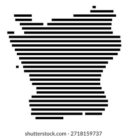 Mapa simbólico de la región Skane laen (Suecia) que muestra la región con algunas líneas Horizontales negras
