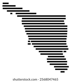 Symbol Map of the region Sonora (Mexico) showing the territory with just a few black horizontal lines