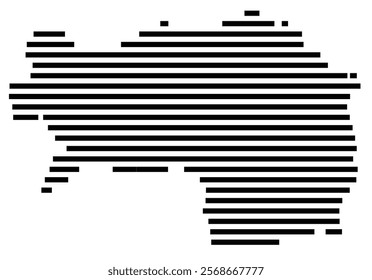 Symbol Map of the region Steiermark (Austria) showing the territory with just a few black horizontal lines