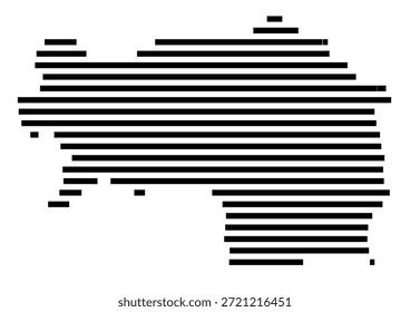 Mapa simbólico de la región Steiermark (Austria) que muestra la región con algunas líneas Horizontales negras