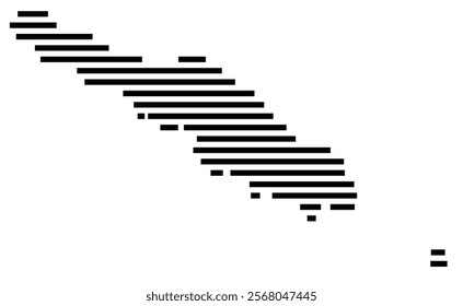 Symbol Map of the region Sud (New Caledonia) showing the territory with just a few black horizontal lines