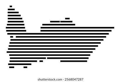 Symbol Map of the region Sudurnes (Iceland) showing the territory with just a few black horizontal lines