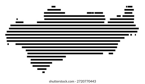 Symbolkarte der Region Sur (Spanien) mit einigen schwarzen horizontalen Linien