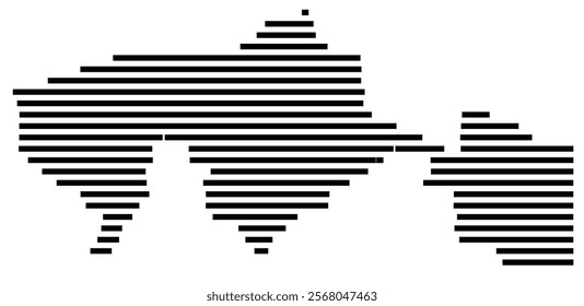 Symbol Map of the region Tabasco (Mexico) showing the territory with just a few black horizontal lines