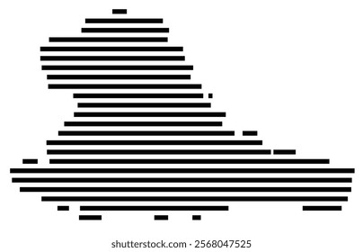 Symbol Map of the region Taurage (Lithuania) showing the territory with just a few black horizontal lines