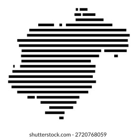 Mapa simbólico de la región Teruel (España) que muestra la región con algunas líneas Horizontales negras