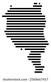 Symbol Map of the region Ticino (Switzerland) showing the territory with just a few black horizontal lines