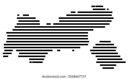 Symbol Map of the region Tirol (Austria) showing the territory with just a few black horizontal lines