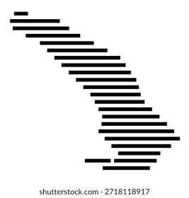 Mapa simbólico de la región de Trieste (Italia) que muestra la región con algunas líneas Horizontales negras
