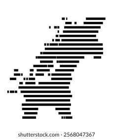 Symbol Map of the region Trondelag (Norway) showing the territory with just a few black horizontal lines