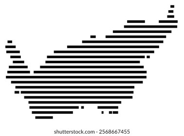 Symbol Map of the region Valais (Switzerland) showing the territory with just a few black horizontal lines