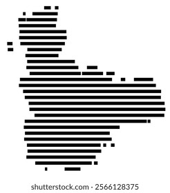 Symbol Map of the region Valladolid (Spain) showing the territory with just a few black horizontal lines