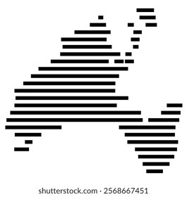 Symbol Map of the region Vaud (Switzerland) showing the territory with just a few black horizontal lines