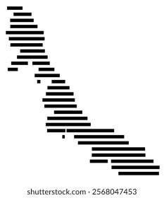 Symbol Map of the region Veracruz de Ignacio de la Llave (Mexico) showing the territory with just a few black horizontal lines