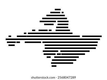 Symbol Map of the region Vesturland (Iceland) showing the territory with just a few black horizontal lines