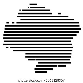 Symbol Map of the region Vysocina (Czechia) showing the territory with just a few black horizontal lines