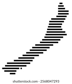 Symbol Map of the region West Coast Region (New Zealand) showing the territory with just a few black horizontal lines