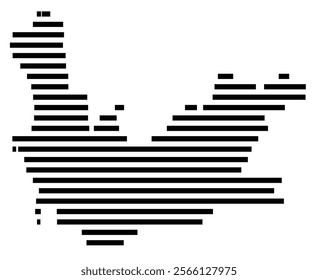 Symbol Map of the region Western Cape (South Africa) showing the territory with just a few black horizontal lines