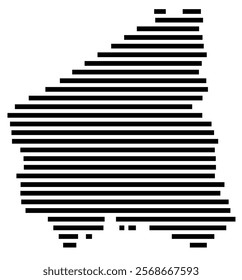 Symbol Map of the region West-Vlaanderen (Belgium) showing the territory with just a few black horizontal lines