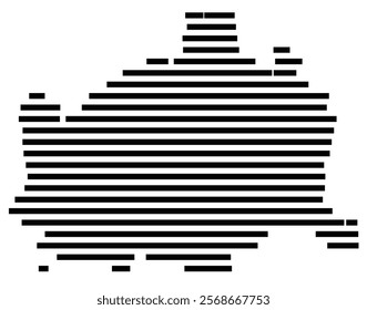 Symbol Map of the region Wien (Austria) showing the territory with just a few black horizontal lines