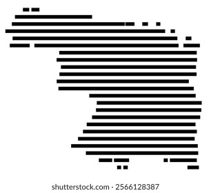 Symbol Map of the region Zamora (Spain) showing the territory with just a few black horizontal lines