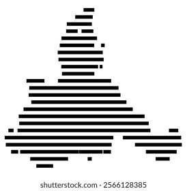 Symbol Map of the region Zaragoza (Spain) showing the territory with just a few black horizontal lines