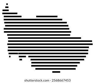 Symbol Map of the region Zug (Switzerland) showing the territory with just a few black horizontal lines