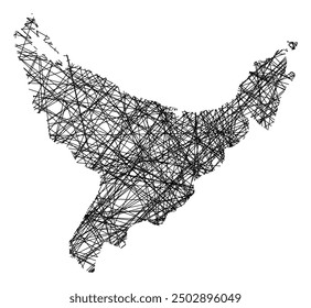 Symbol Map of the Regional Council Bay of Plenty (New Zealand) showing the state with black, crossing lines like Mikado Sticks or a spider web