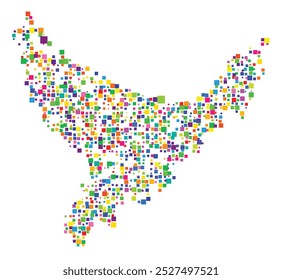 Symbol Map of the Regional Council Bay of Plenty (New Zealand) showing the territory with a pattern of randomly distributed colorful squares of different sizes