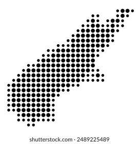 Symbol Map of the Regional Council Canterbury (New Zealand) showing the stateprovince with a pattern of black circles