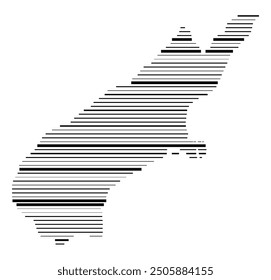 Symbol Map of the Regional Council Canterbury (New Zealand) showing the territory with parallel black lines in different line thickness