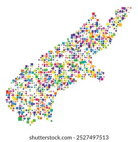 Mapa de símbolos do Conselho Regional de Cantuária (Nova Zelândia) mostrando o território com um padrão de quadrados coloridos distribuídos aleatoriamente de diferentes tamanhos