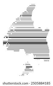 Symbol Map of the Regional Council Southland (New Zealand) showing the territory with parallel black lines in different line thickness