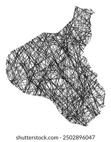 Symbol Map of the Regional Council Taranaki (New Zealand) showing the state with black, crossing lines like Mikado Sticks or a spider web