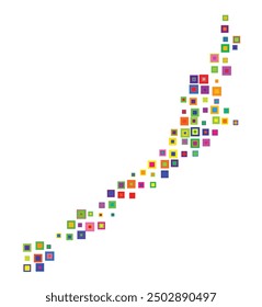 Symbol Map of the Regional Council West Coast (New Zealand) showing the territory with a pattern of overlapping colorful squares like candies