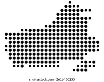 Symbol Map of Riverside (United States) showing the city with a pattern of just a few black dots