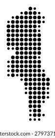 Symbol Map of Sal (Cape Verde) showing the area with a pattern of black circles