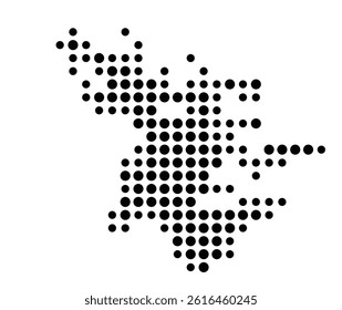 Symbol Map of San Bernardino (United States) showing the city with a pattern of just a few black dots