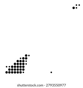 Symbol Map of Sark (Guernsey) showing the area with a pattern of black circles
