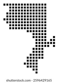 Symbol Map of Sioux City (Iowa) showing the city with a pattern of just a few black squares