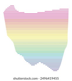 Symbol Karte des Sonderbezirks Jakarta Raya (Indonesien) mit horizontalen parallelen Linien in Regenbogenfarben