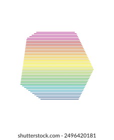 Symbolkarte der Sondergemeinde Saba (Niederlande), die das Gebiet mit horizontalen parallelen Linien in Regenbogenfarben zeigt
