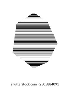 Symbol Map of the Special Municipality Saba (Netherlands) showing the territory with parallel black lines in different line thickness